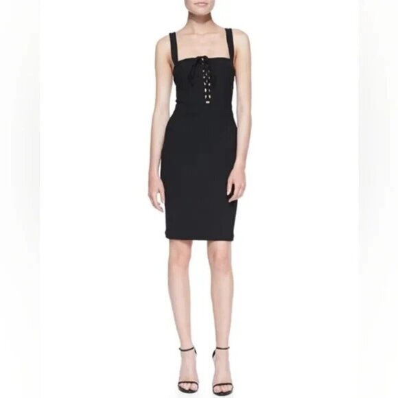 Diane von Furstenberg Sweetheart Scottland Mini Dress Women's 4 Black Sleeveless - Picture 1 of 16